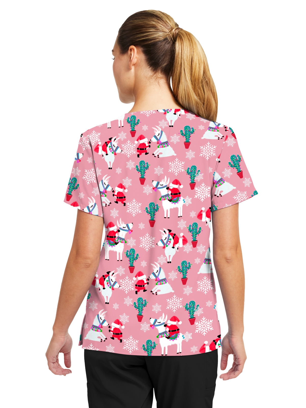 Women's 3-Pocket V-Neck Printed Scrub Top