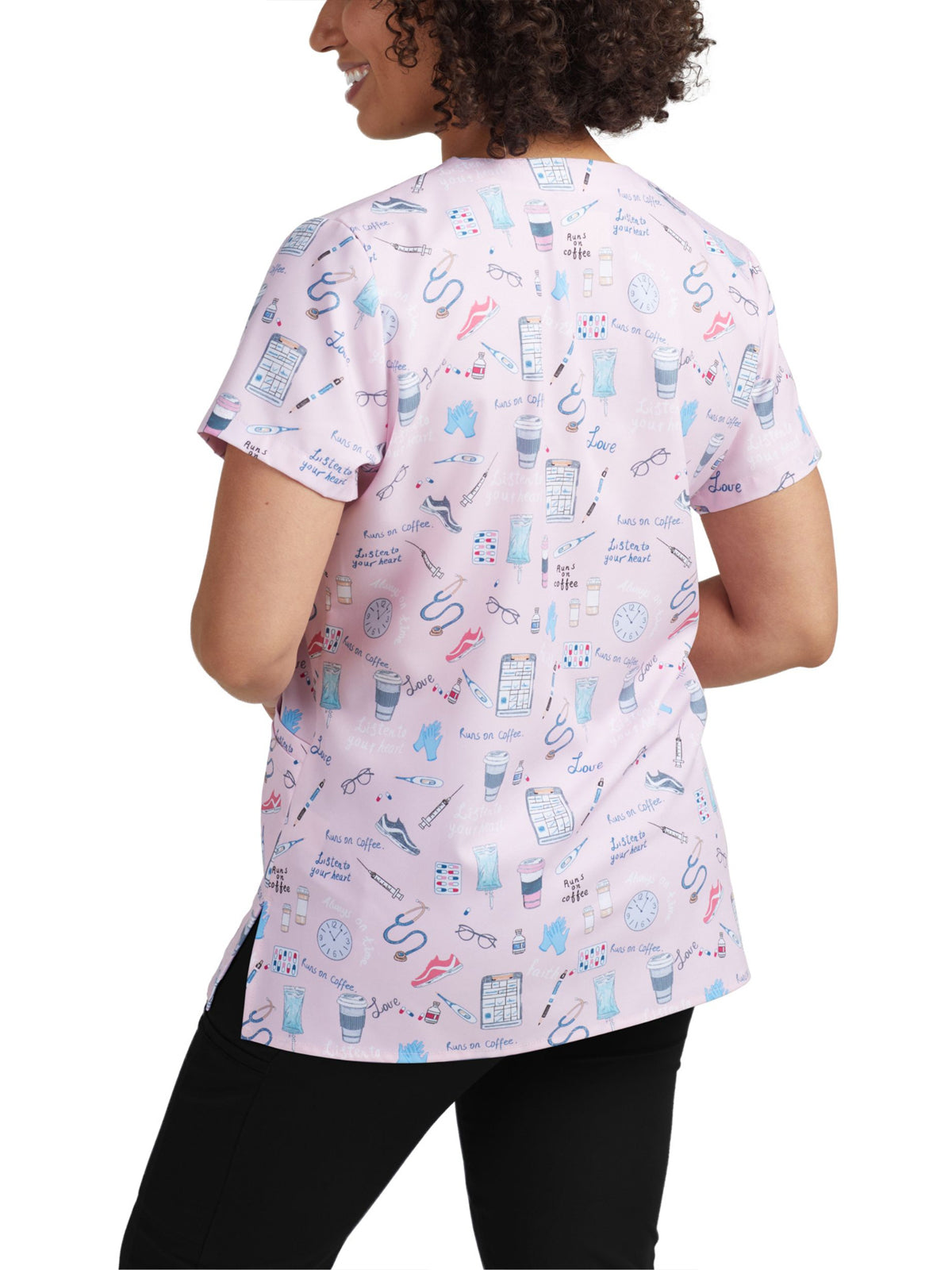 Women's 3-Pocket V-Neck Printed Scrub Top