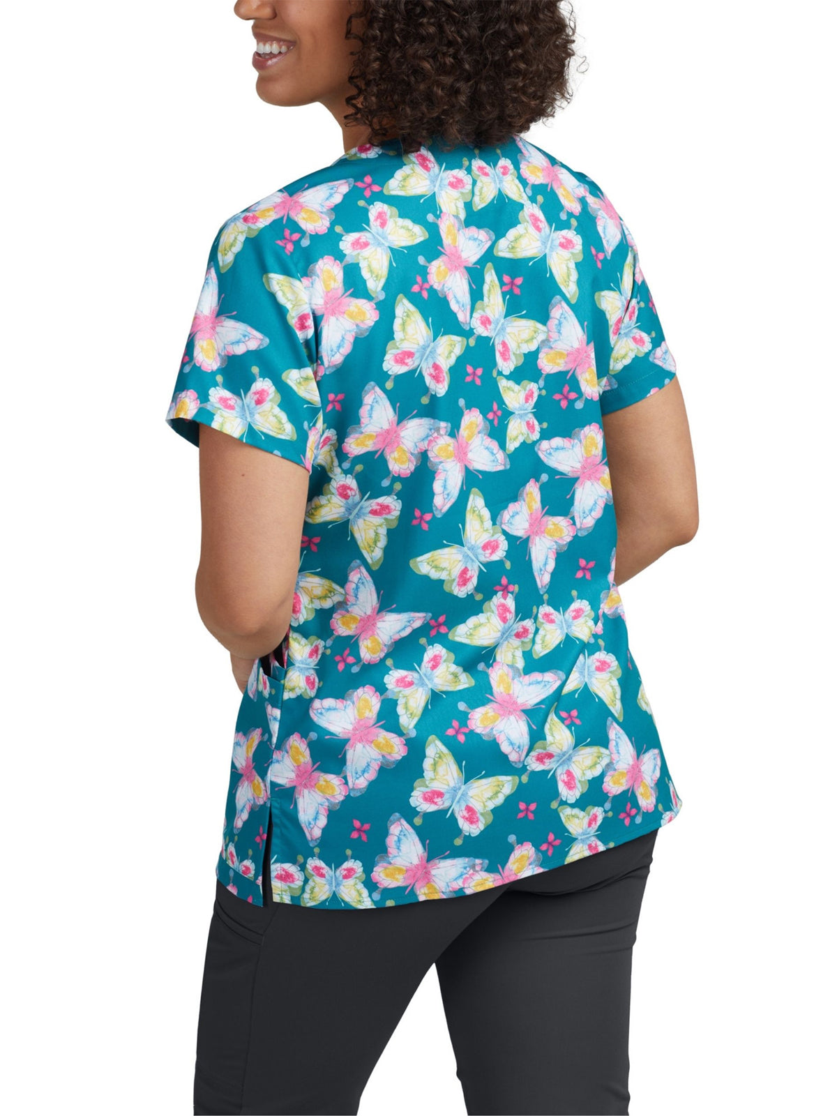 Women's 3-Pocket V-Neck Printed Scrub Top