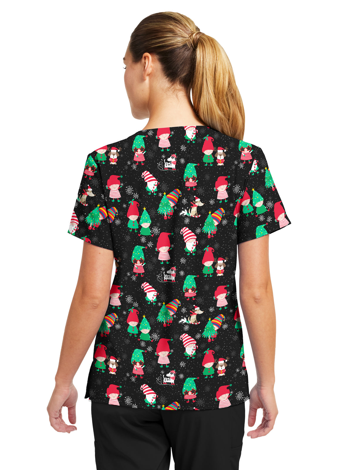 Women's 3-Pocket V-Neck Printed Scrub Top