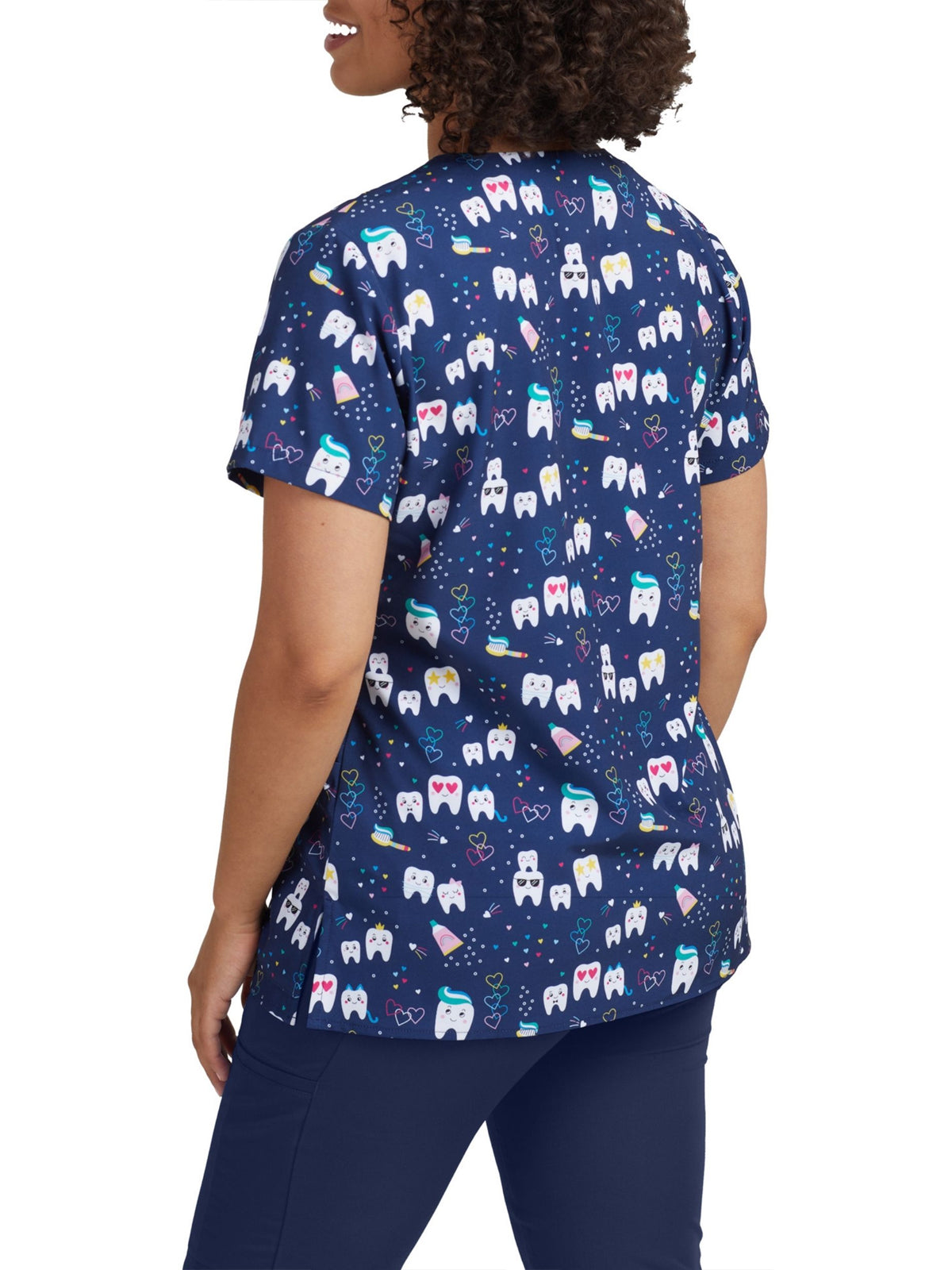 Women's 3-Pocket V-Neck Printed Scrub Top