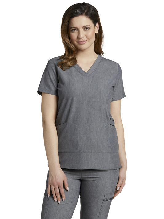 Women's 3-Pocket Stylized Seam V-Neck Scrub Top