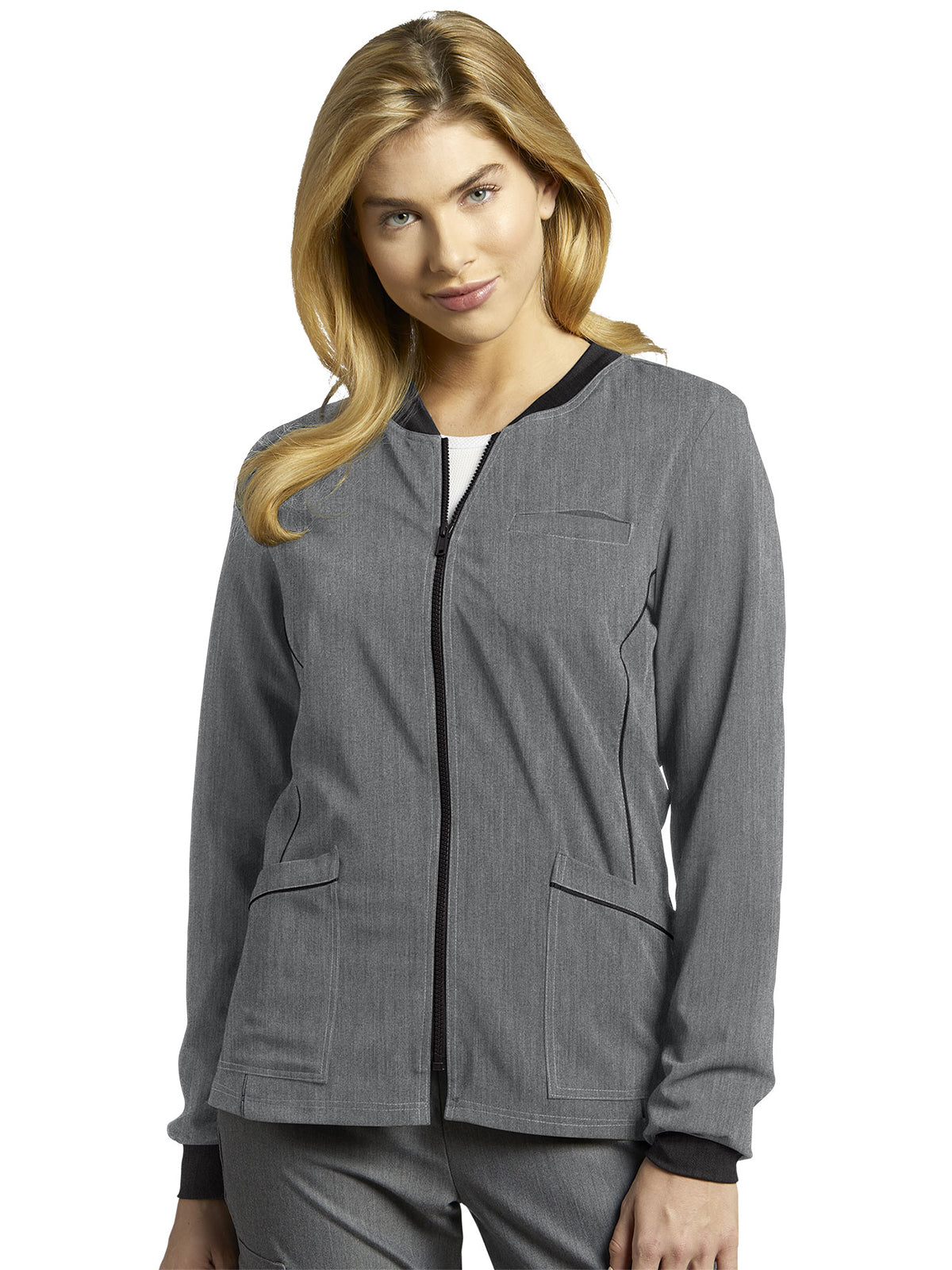 Women's 3-Pocket Crew Neck Warm-Up Scrub Jacket