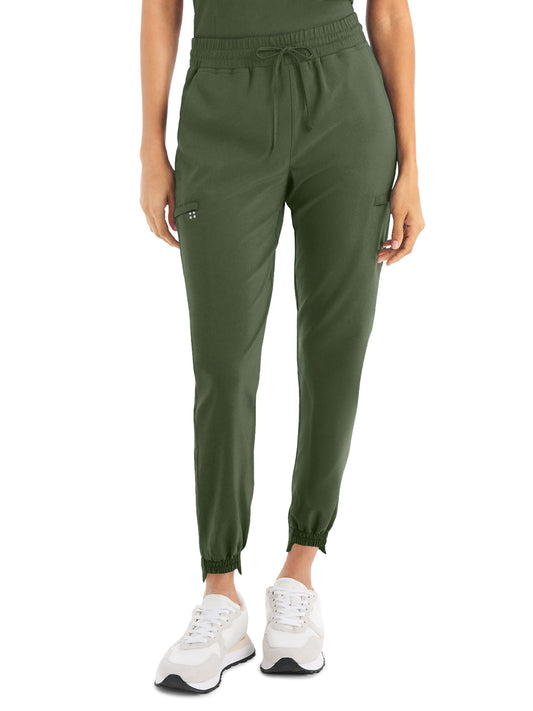 Women's Six-Pocket Hi-Low Leg Cuffs Jogger Pant - WB415 - Olive