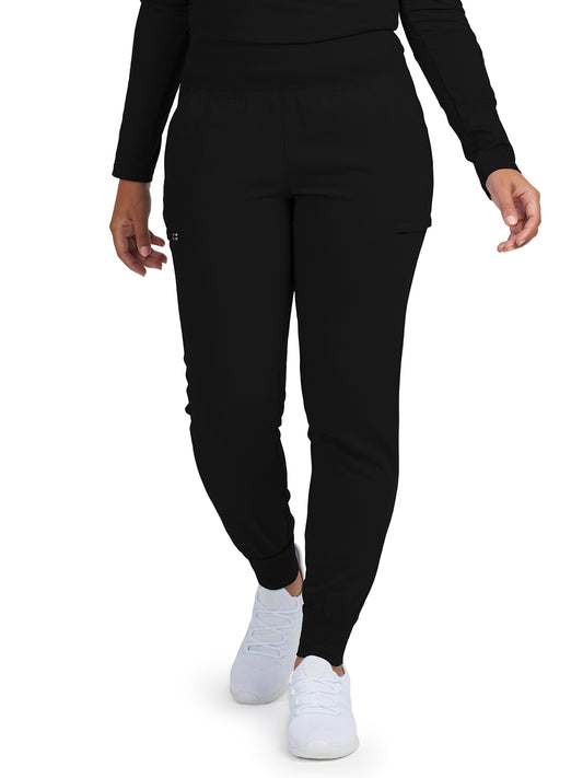 Women's Six-Pocket High-Rise Knit Elastic Waist Jogger Pant - WB430 - Black