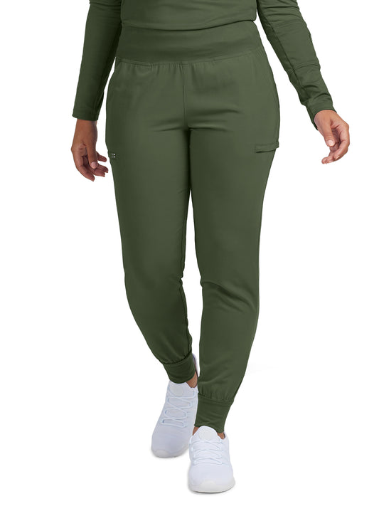 Women's Six-Pocket High-Rise Knit Elastic Waist Jogger Pant - WB430 - Olive
