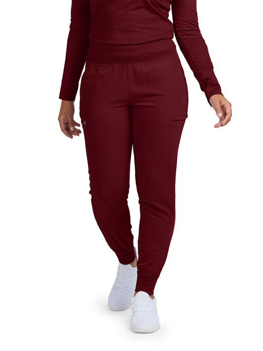 Women's Six-Pocket High-Rise Knit Elastic Waist Jogger Pant - WB430 - Wine