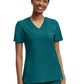 Women's Two-Pocket Knit Collar V-Neck Top - WT119 - Caribbean