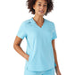 Women's Two-Pocket Knit Collar V-Neck Top - WT119 - Island Blue