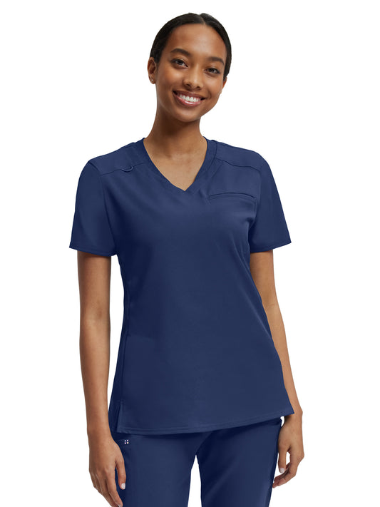 Women's Knit Collar V-Neck Scrub Top