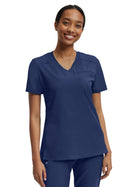 Women's Two-Pocket Knit Collar V-Neck Top - WT119 - Navy