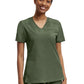 Women's Two-Pocket Knit Collar V-Neck Top - WT119 - Olive