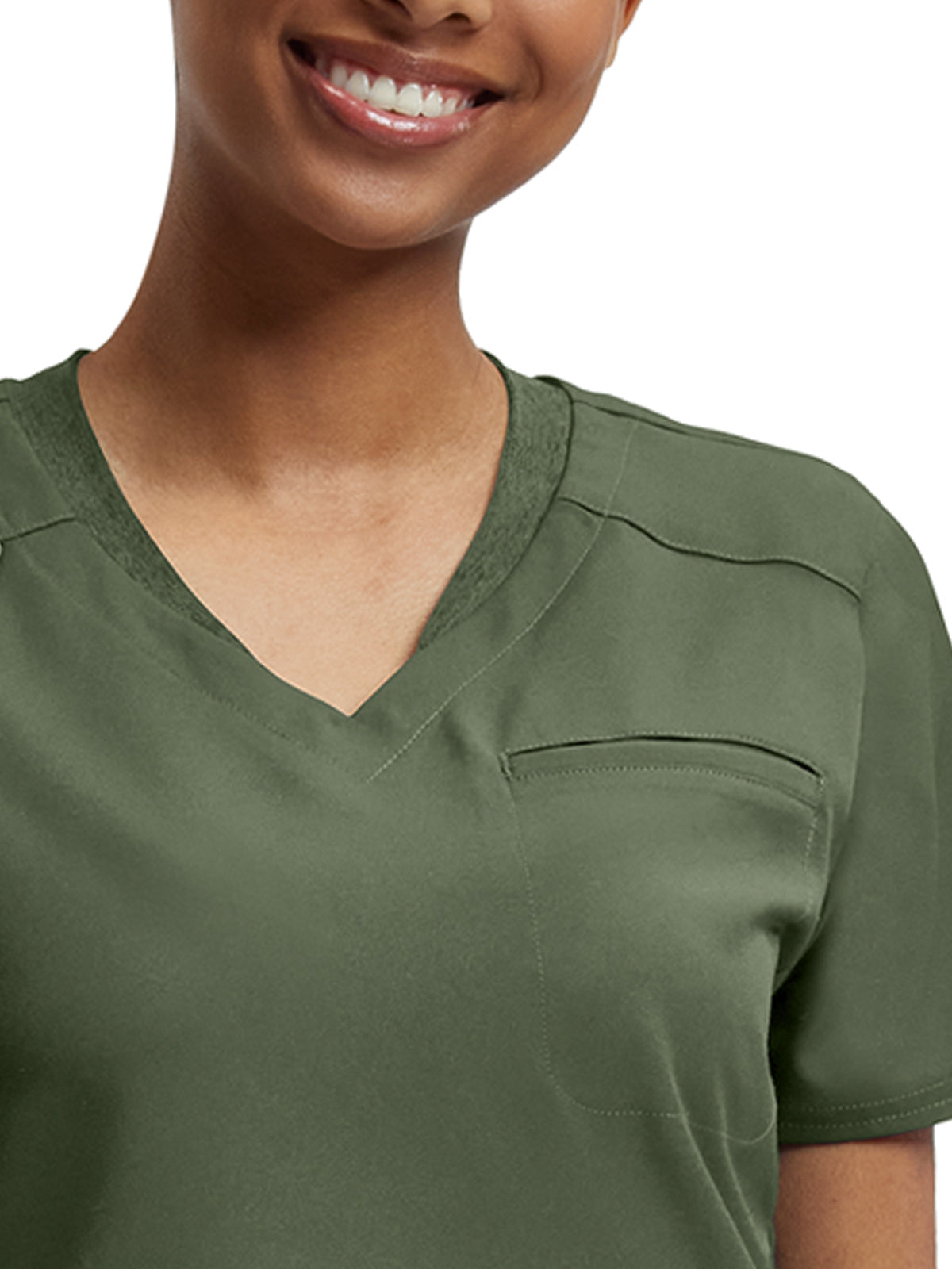 Women's Knit Collar V-Neck Scrub Top