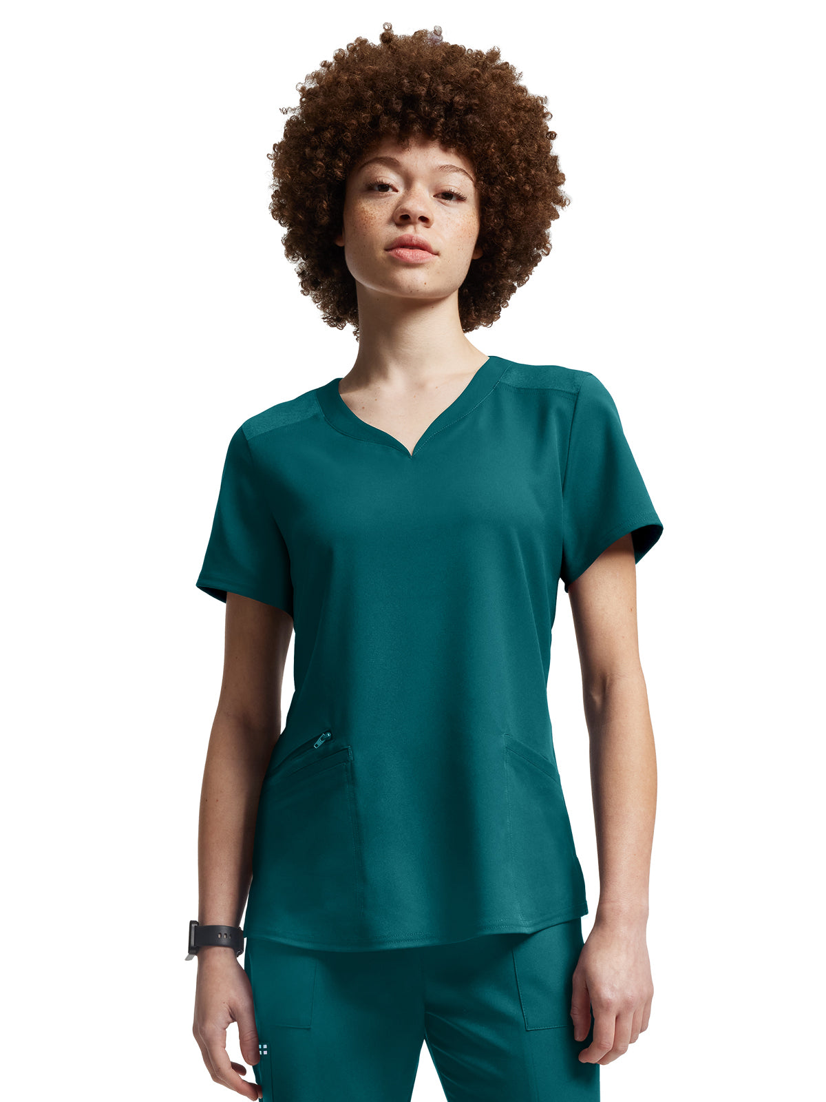 Women's Curved V-Neckline Scrub Top