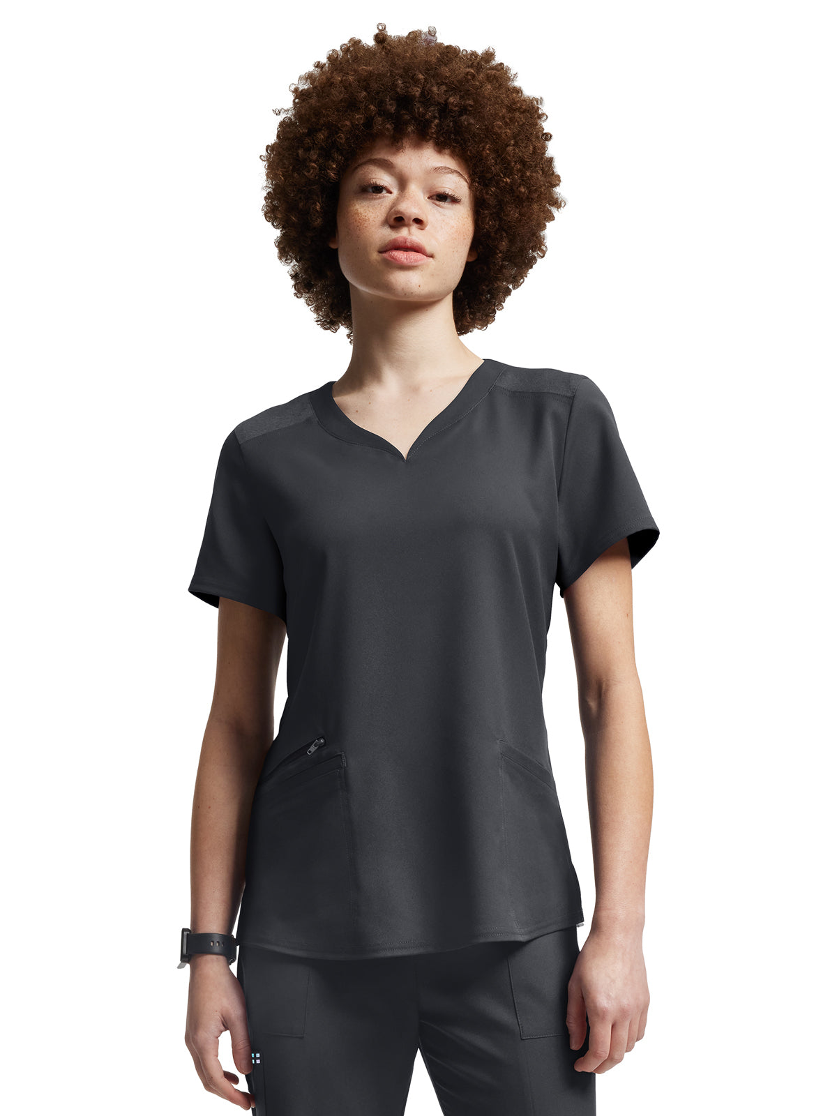 Women's Curved V-Neckline Scrub Top