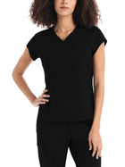 Women's One-Pocket V-Neck Top - WT128 - Black
