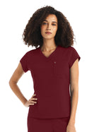 Women's One-Pocket V-Neck Top - WT128 - Wine