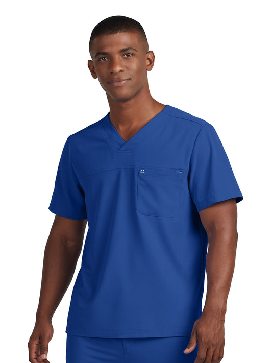 Men's 2-Pocket Fluid Resistant V-Neck Scrub Top