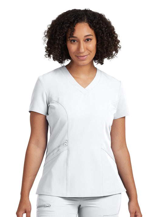 Women's 3-Pocket Princess Seams V-Neck Scrub Top