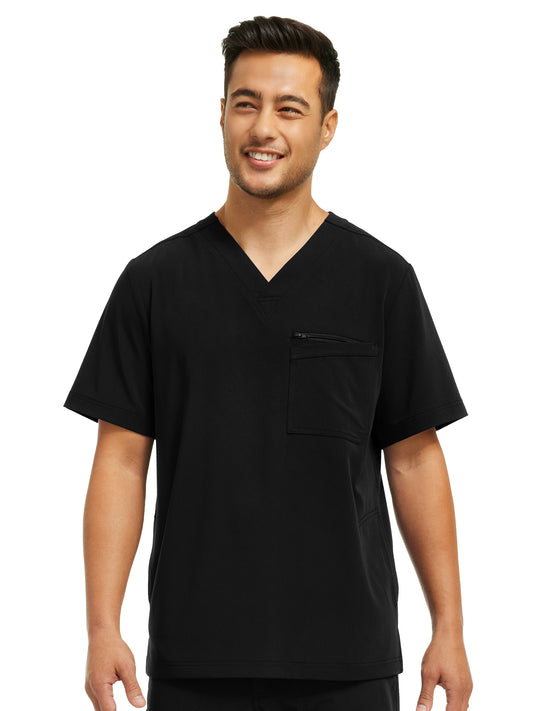 Men's Four-Pocket V-Neck Top - WT151 - Black