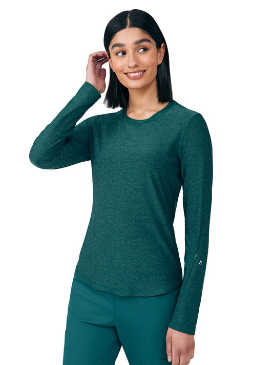 Women's Shirttail Hemline Underscrub Tee - WT311 - Heather Fern