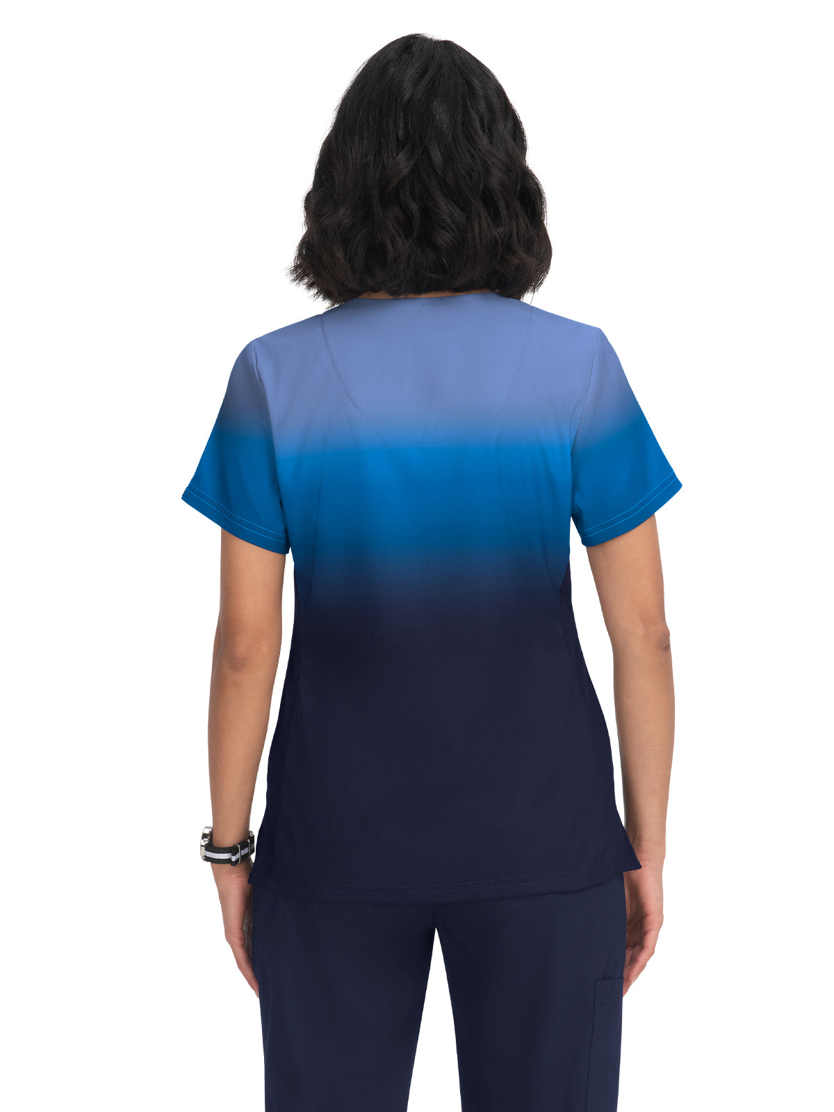 Women's 2-Pocket V-Neck Ombre Print Reclaim Scrub Top