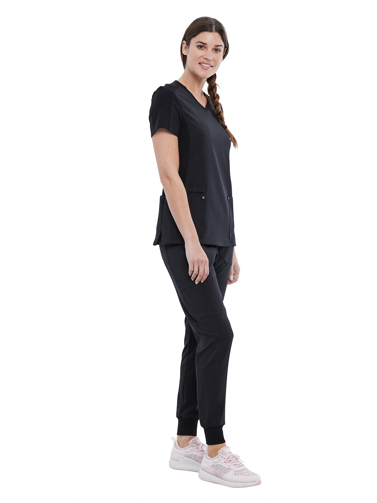 Women's 4-Pocket nitted V-Neck Scrub Top