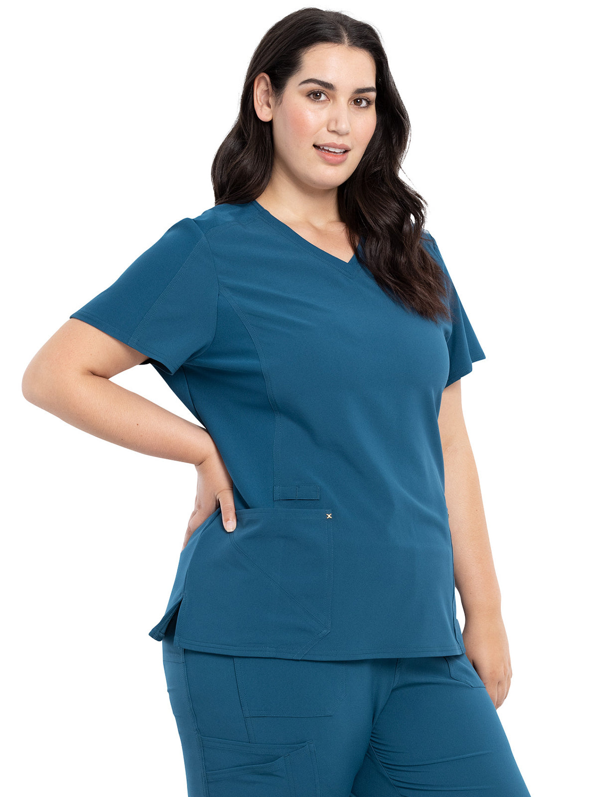 Women's 4-Pocket nitted V-Neck Scrub Top