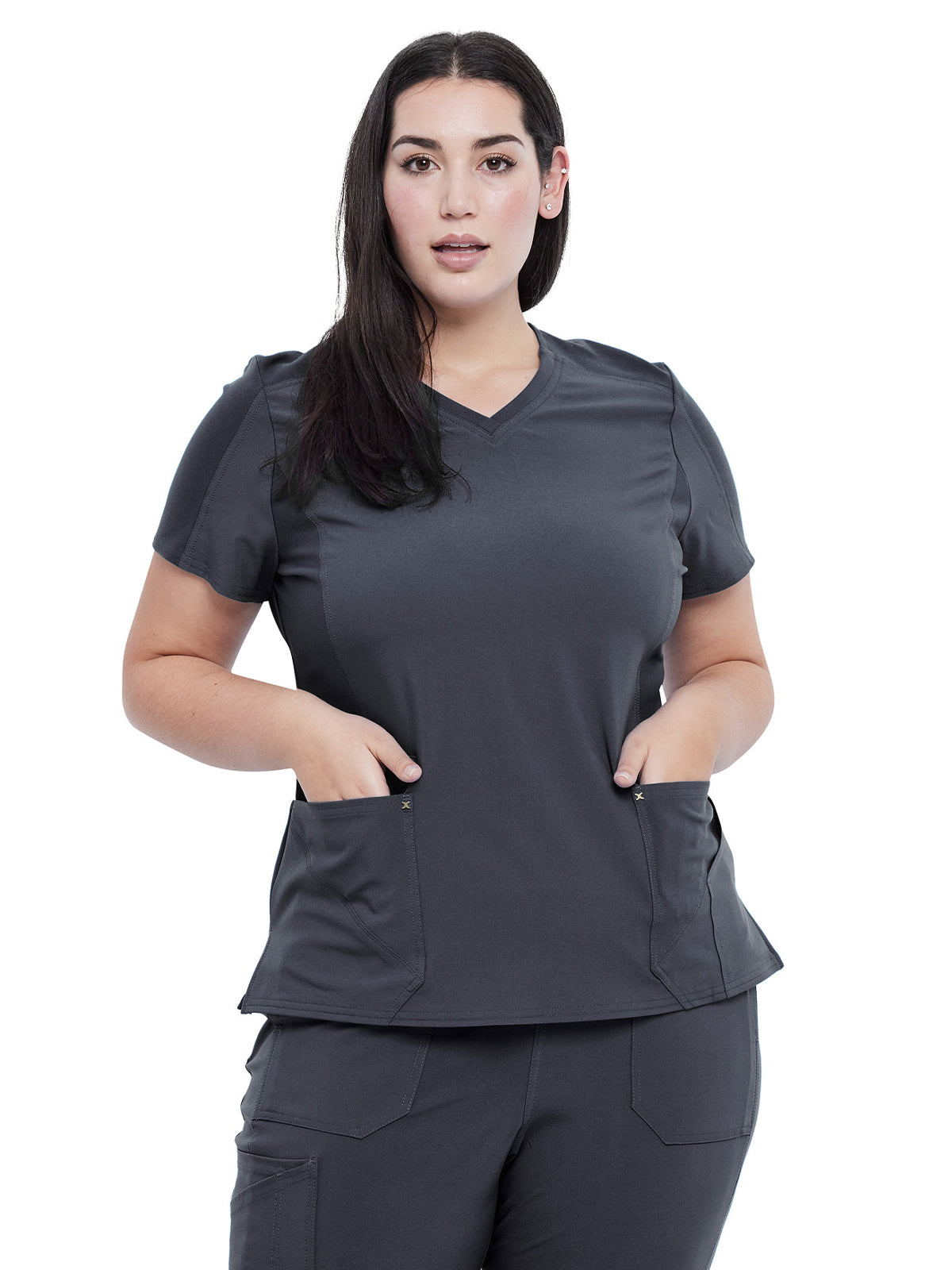 Women's 4-Pocket nitted V-Neck Scrub Top