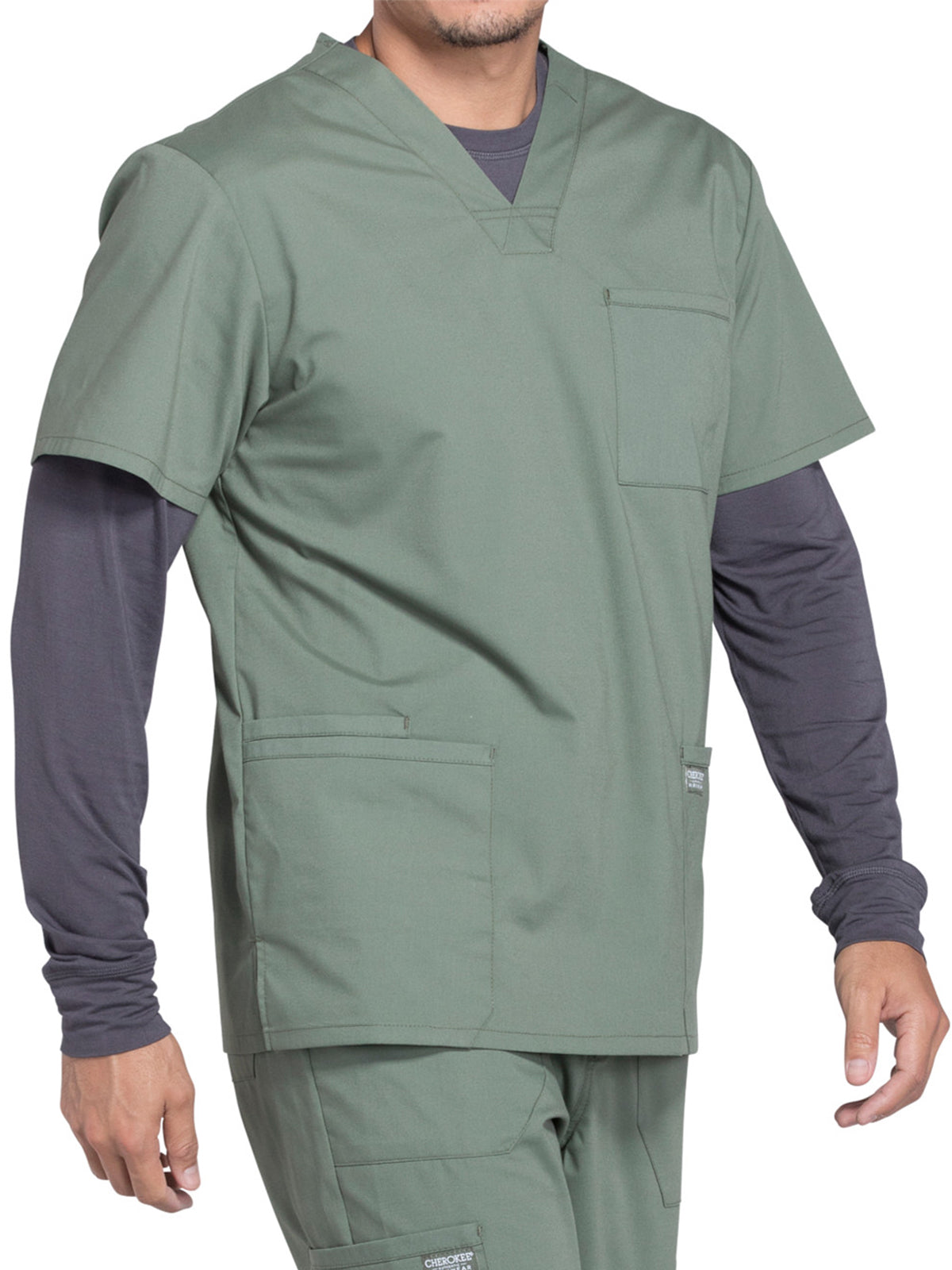 Men's 4-Pocket V-Neck Scrub Top