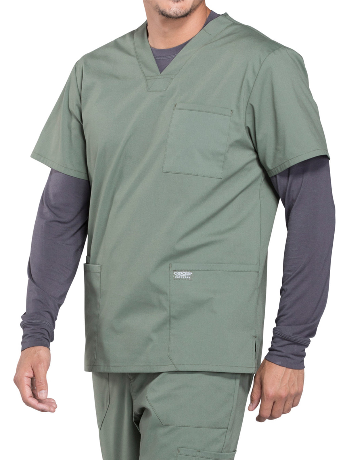 Men's 4-Pocket V-Neck Scrub Top